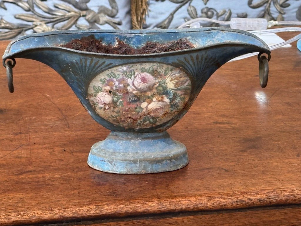 Pair of French 18th - century Blue Tole Sauceboats - Directoire period - Helen Storey Antiques