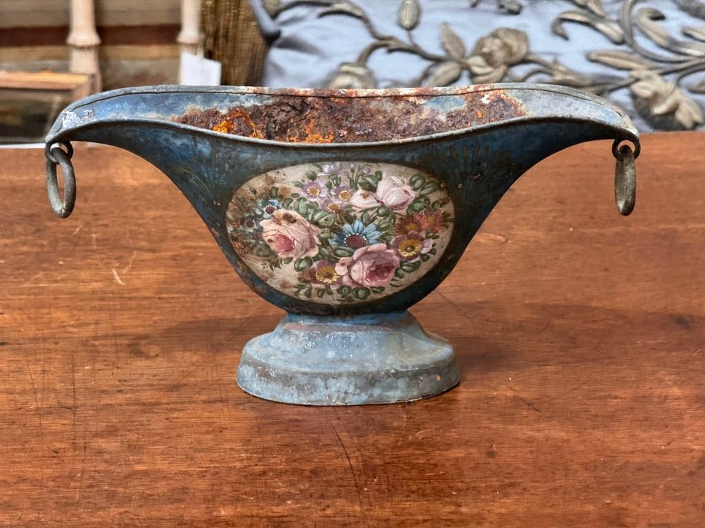 Pair of French 18th - century Blue Tole Sauceboats - Directoire period - Helen Storey Antiques