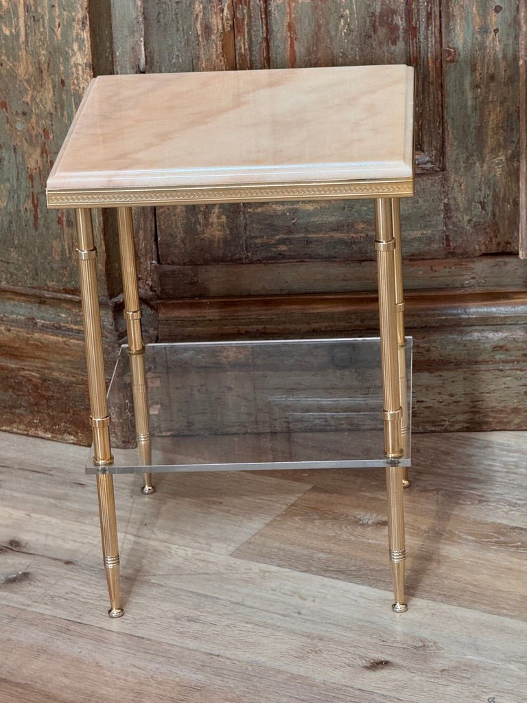 Pair of French brass side tables, mid - 20th C. - Helen Storey Antiques