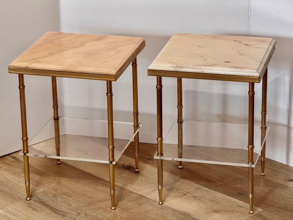 Pair of French brass side tables, mid - 20th C. - Helen Storey Antiques