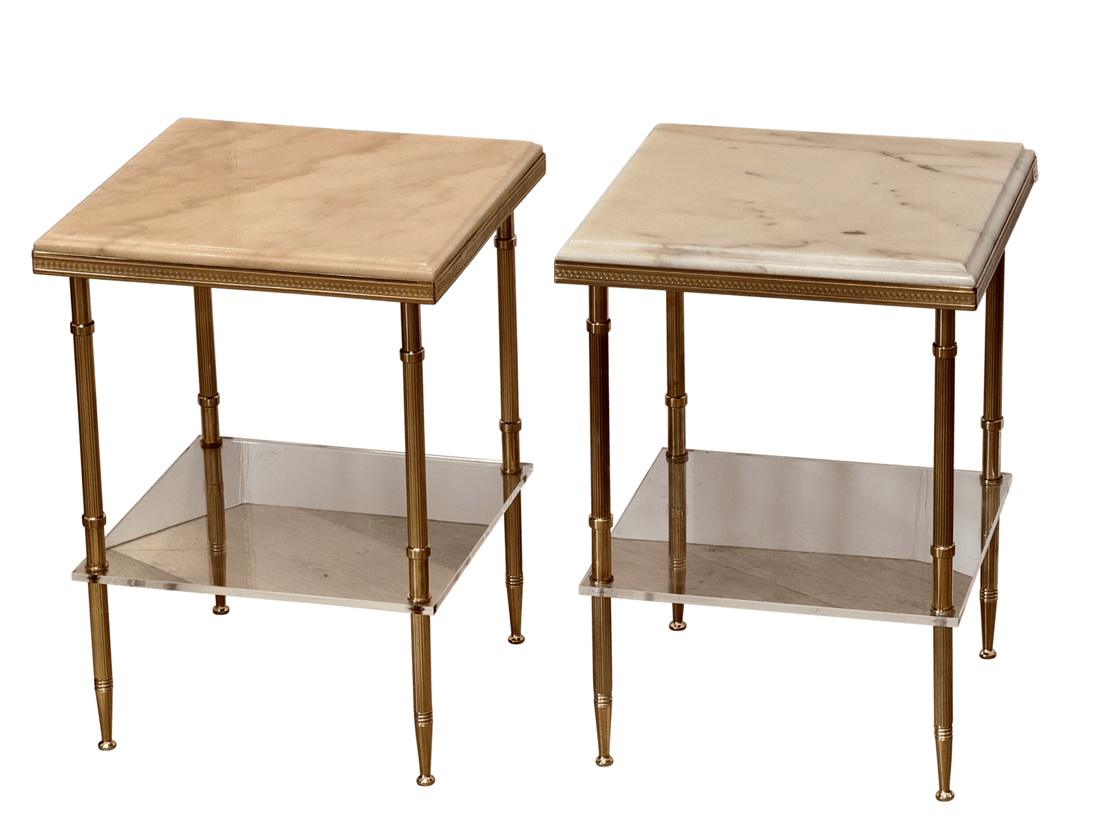 Pair of French brass side tables, mid-20th C.
