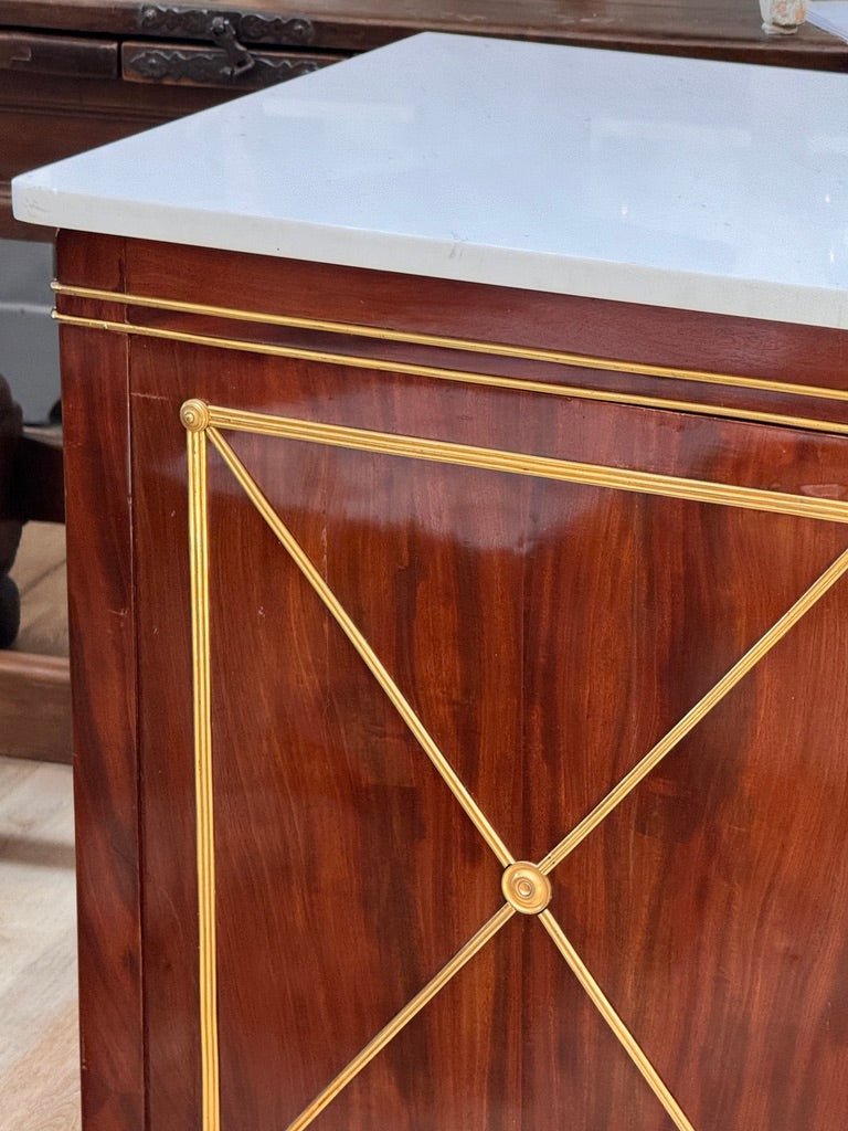 Pair of French Louis XVI Revival Mahogany and Gilt Bronze Cabinets, circa 1880 - Helen Storey Antiques