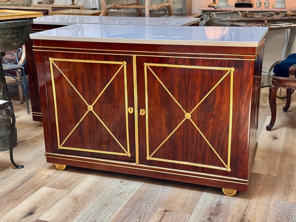 Pair of French Louis XVI Revival Mahogany and Gilt Bronze Cabinets, circa 1880 - Helen Storey Antiques