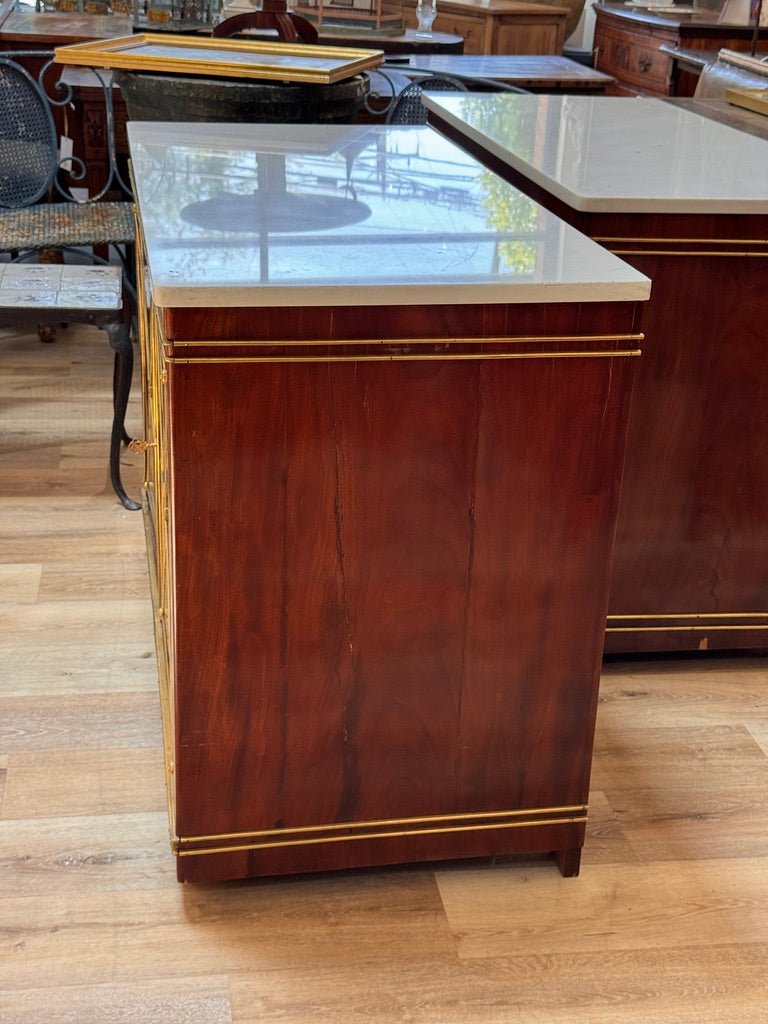 Pair of French Louis XVI Revival Mahogany and Gilt Bronze Cabinets, circa 1880 - Helen Storey Antiques