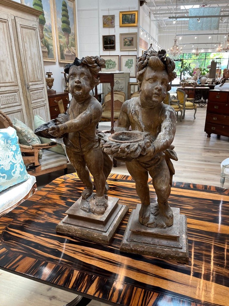 Pair of Large Baroque Cherubs, Late 17th to Early 18th Century - Helen Storey Antiques