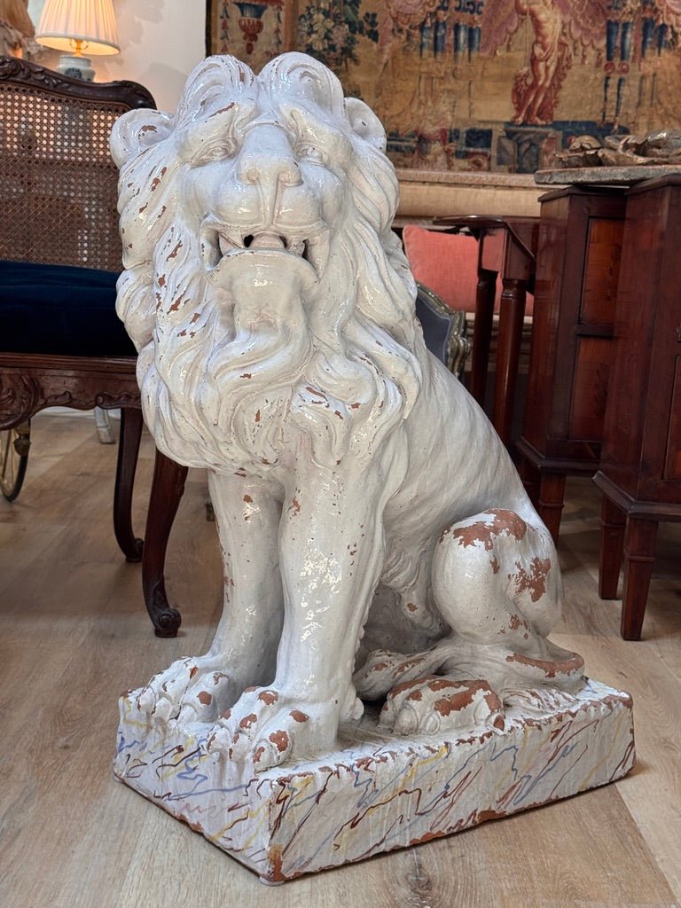 Pair of late 18th century terracotta lions from Naples - Helen Storey Antiques