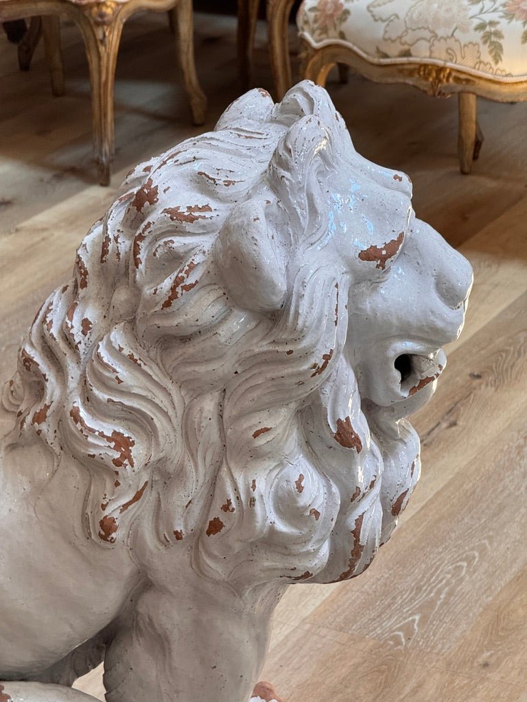 Pair of late 18th century terracotta lions from Naples - Helen Storey Antiques