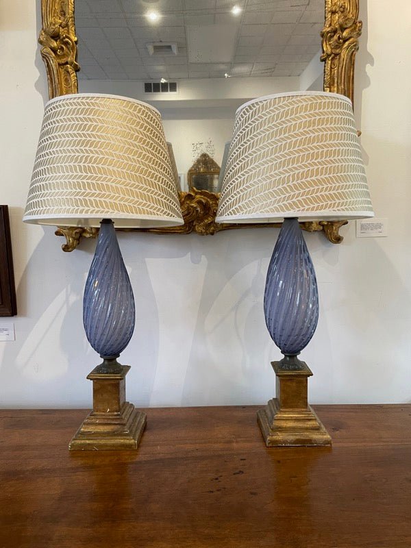 PAIR OF MID - CENTURY MURANO VENETIAN GLASS LAMPS - Helen Storey Antiques