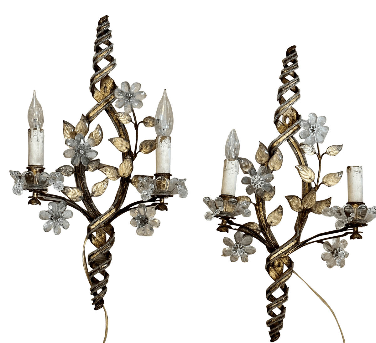 Pair of Mid - Century Two - Light Maison Bagues Sconces c. 1930 - Helen Storey Antiques