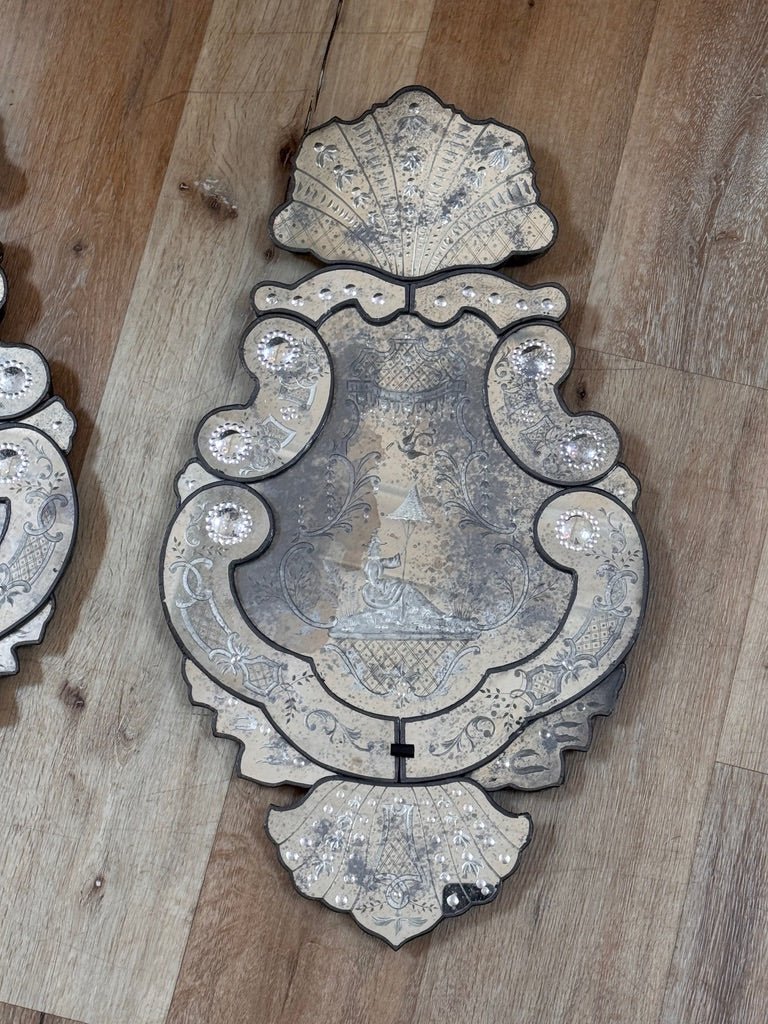 Pair of Murano Mirrors, etched, 18th Century - Helen Storey Antiques