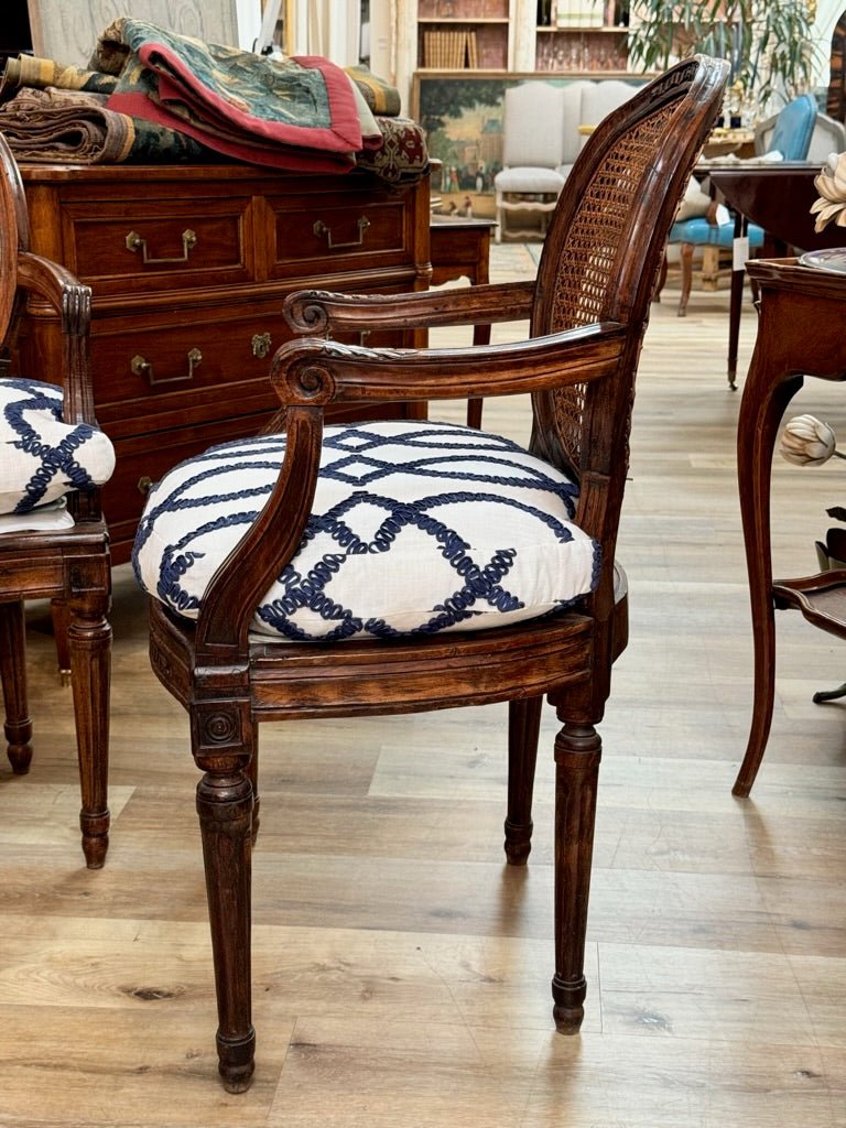 Pair of period Louis XVI caned fauteuils - Helen Storey Antiques