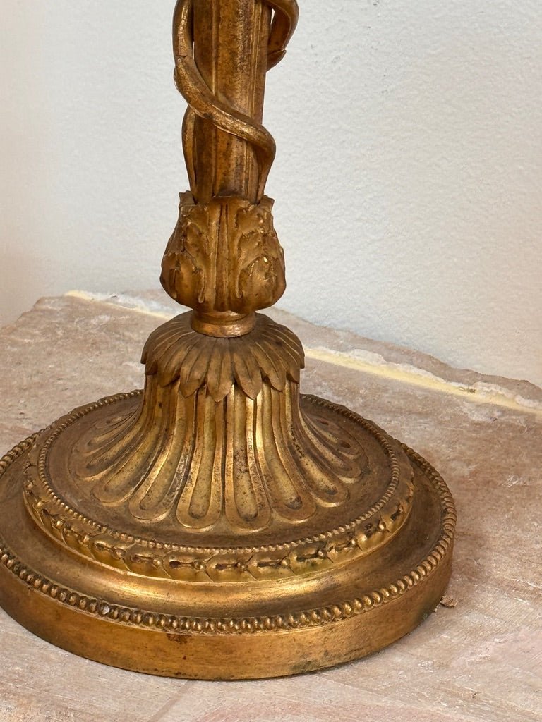 Pair of Rare Eugène Bazart Louis XVI Gilt Bronze Two-Light Candelabra - Helen Storey Antiques