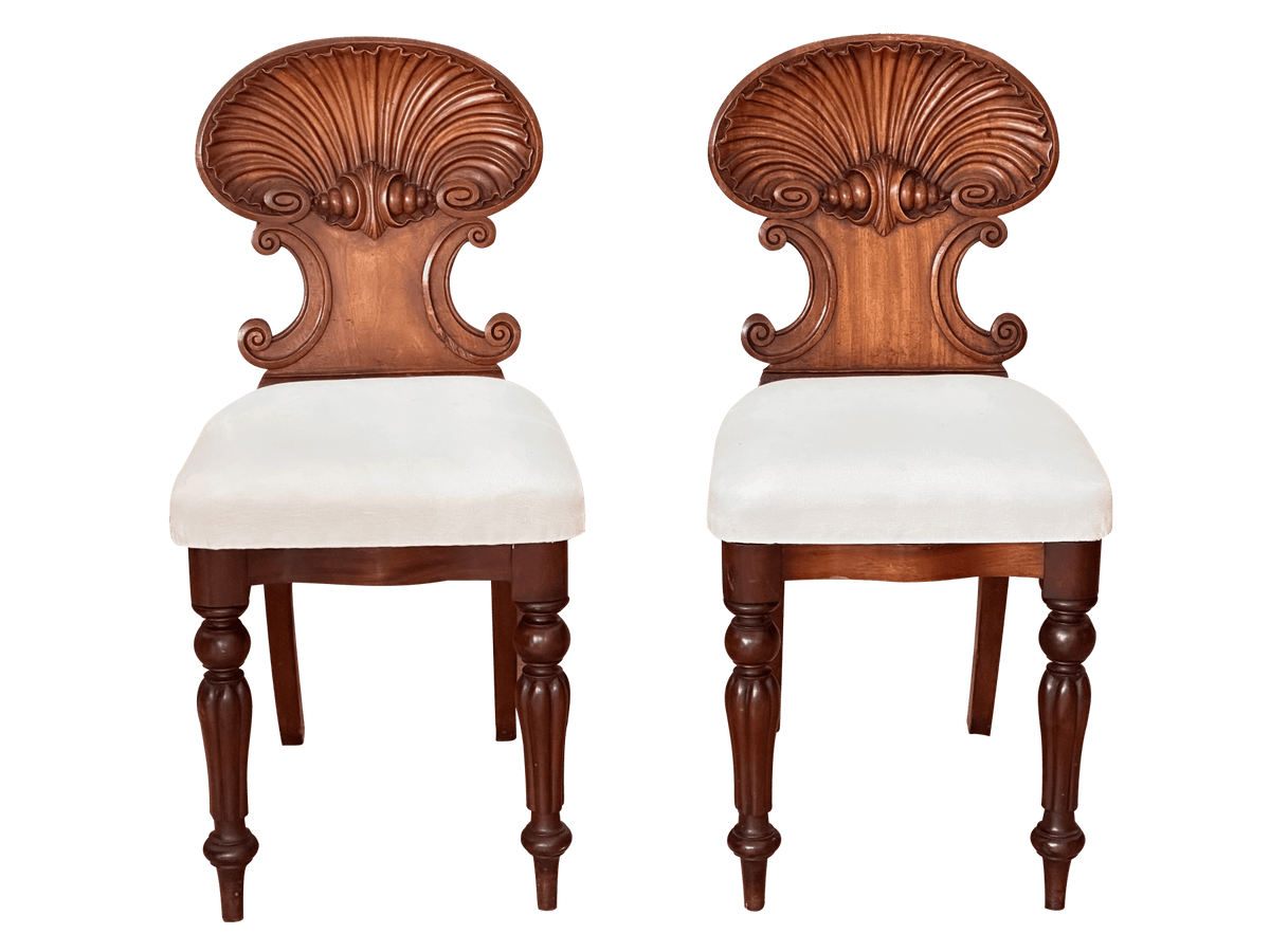 Pair of Shell - Back Hall Chairs, Late 18th - Early 19th Century - Helen Storey Antiques