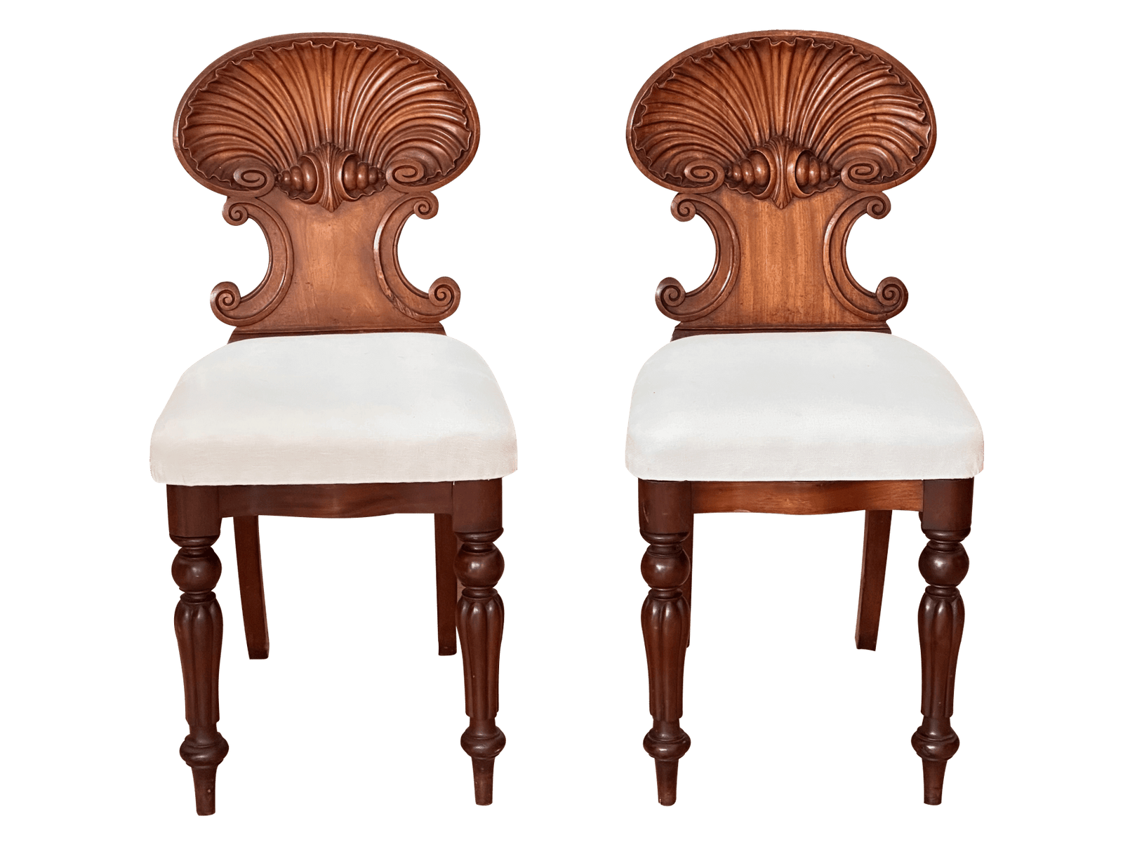 Pair of Shell-Back Hall Chairs, Late 18th-Early 19th Century