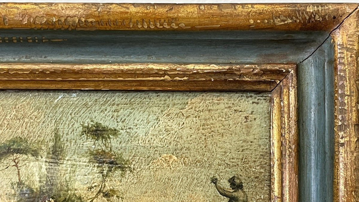 PAIR OF SMALL 18TH CENTURY PASTORAL OIL PAINTINGS IN PERIOD FRAMES - Helen Storey Antiques