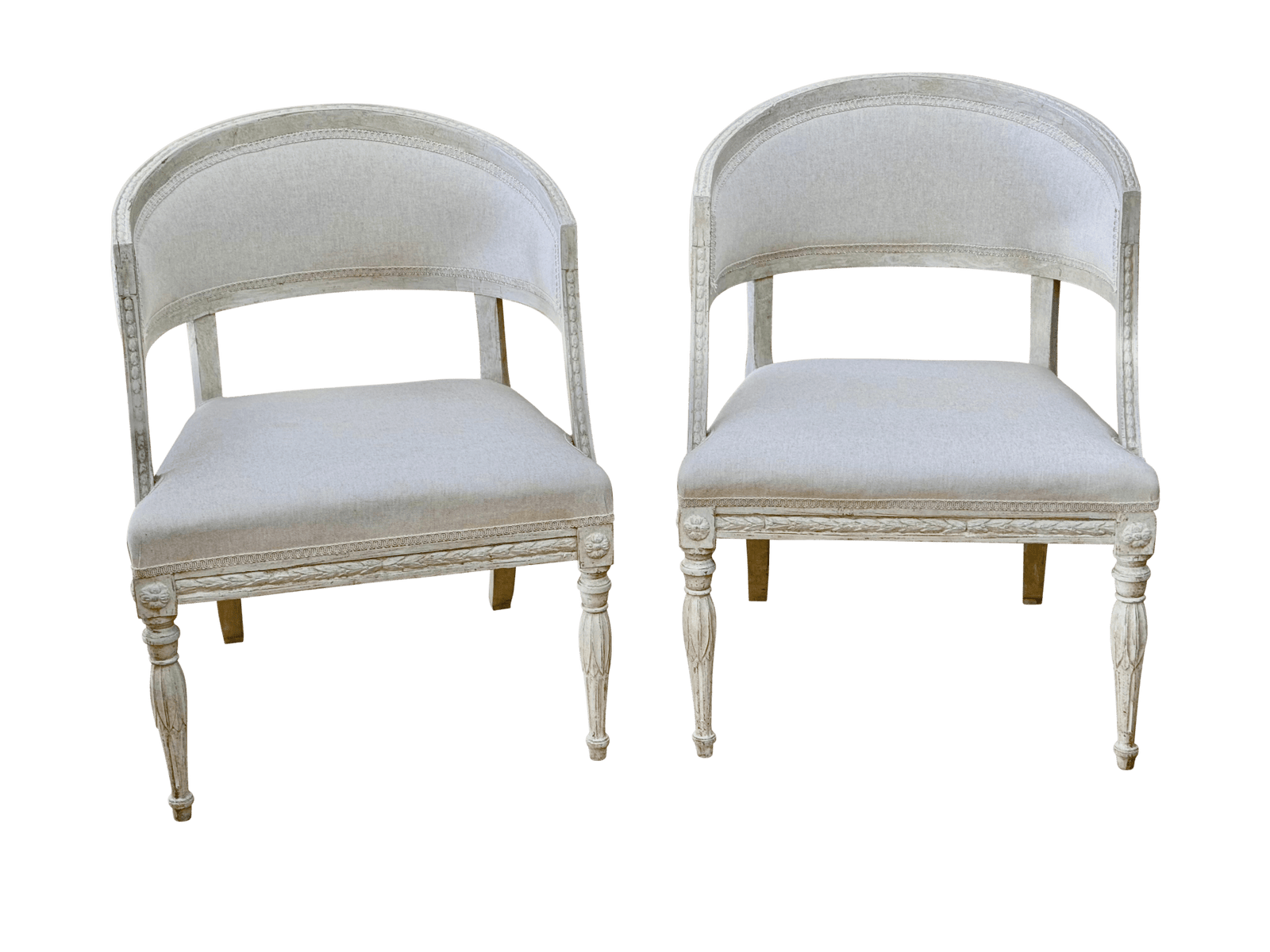 Pair of Swedish Gustavian Barrel-Back Chairs, early  19th Century