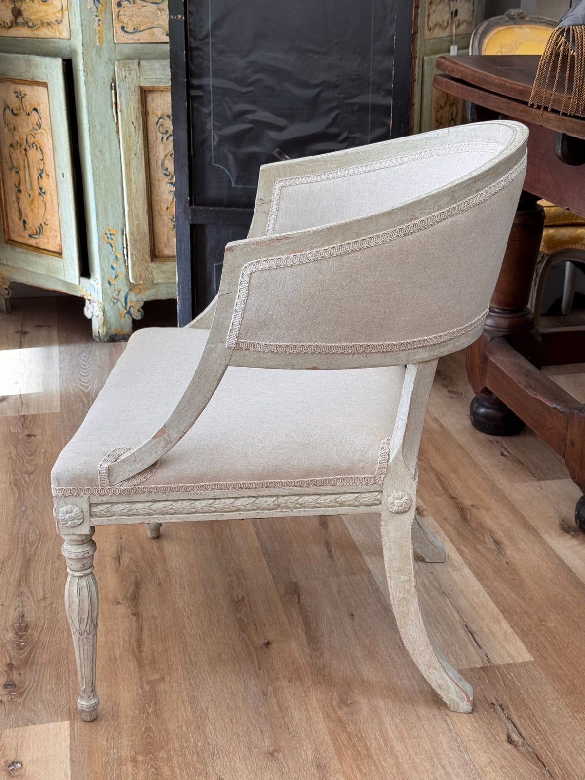 Pair of Swedish Gustavian Barrel - Back Chairs, early 19th Century - Helen Storey Antiques