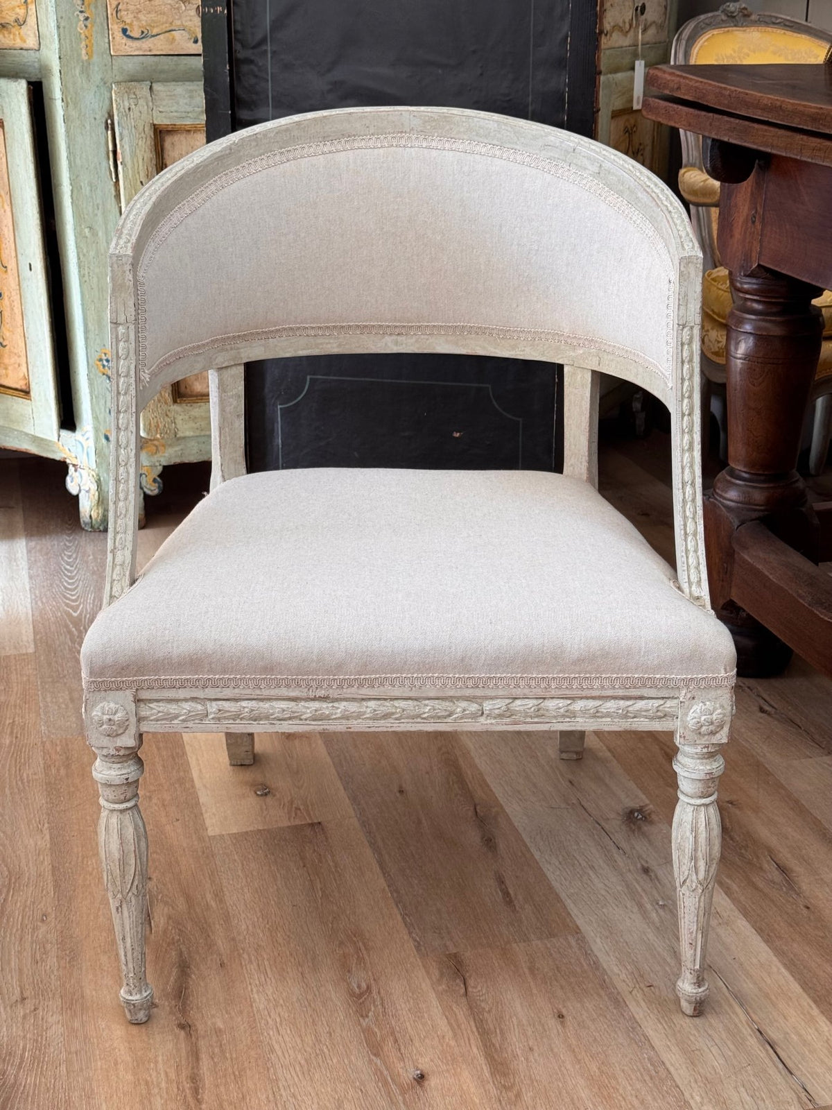 Pair of Swedish Gustavian Barrel - Back Chairs, early 19th Century - Helen Storey Antiques