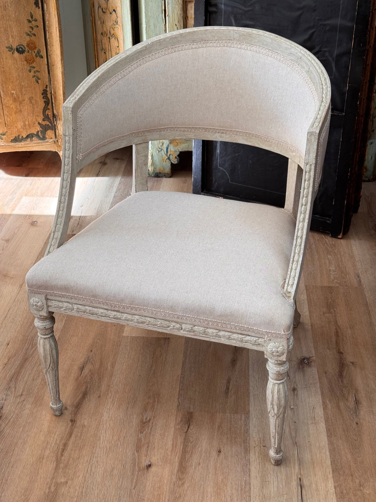 Pair of Swedish Gustavian Barrel - Back Chairs, early 19th Century - Helen Storey Antiques