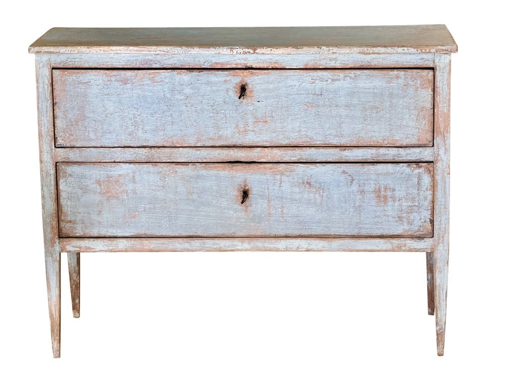 Pale Blue Polychrome Italian Commode, 19th Century - Helen Storey Antiques