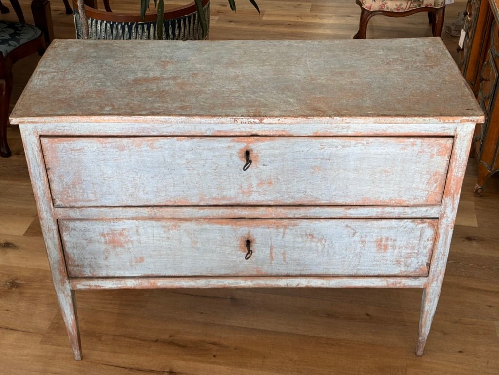 Pale Blue Polychrome Italian Commode, 19th Century - Helen Storey Antiques