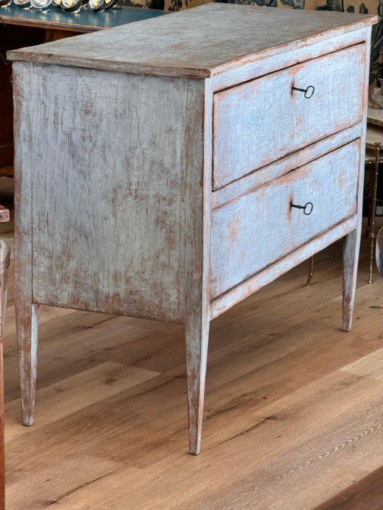 Pale Blue Polychrome Italian Commode, 19th Century - Helen Storey Antiques