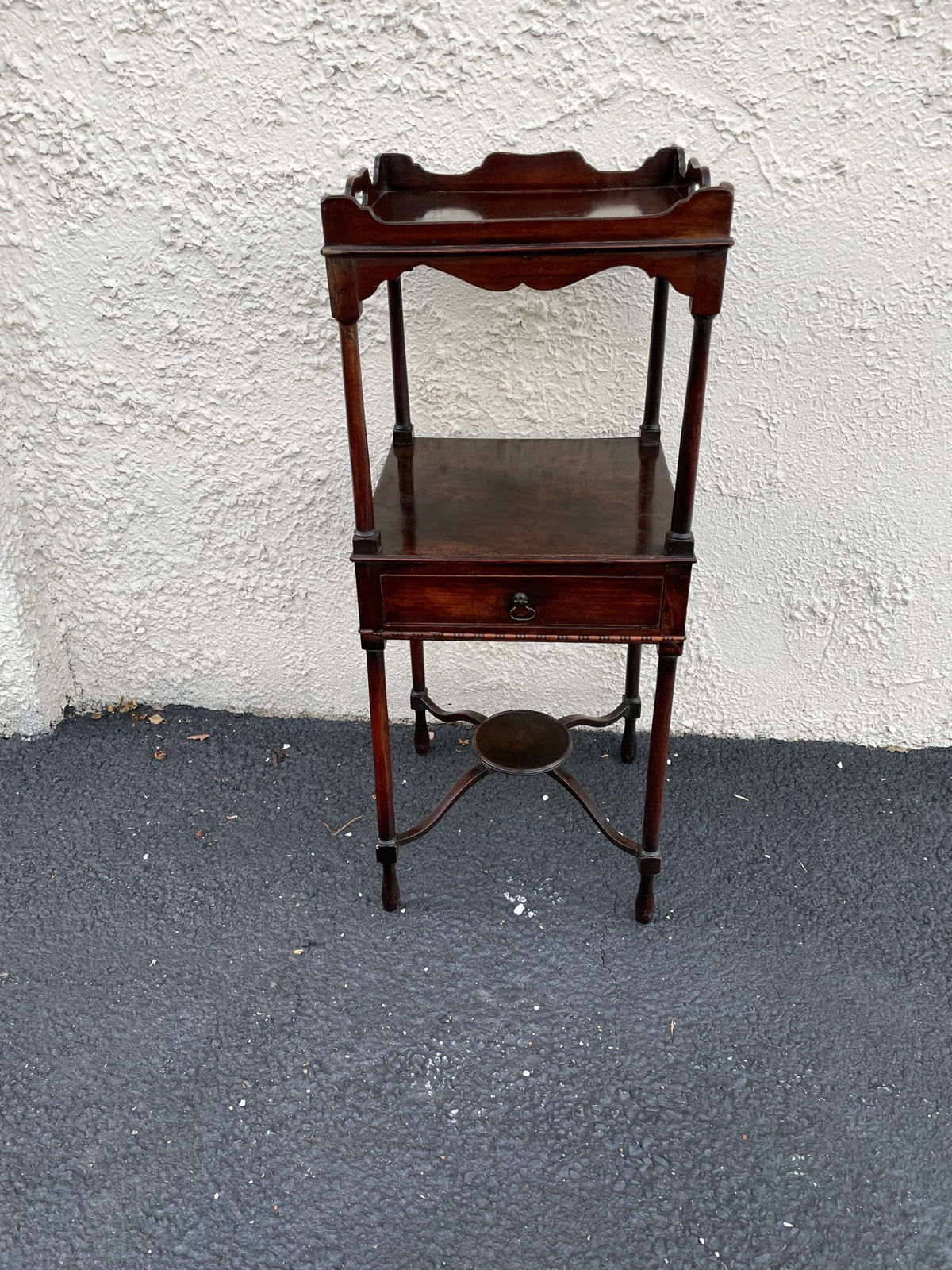 Period Regency 3 - Tier Antique Wood Stand Side Table - Helen Storey Antiques