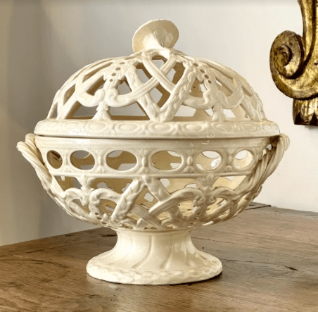 PIERCED CREAMWARE CHESTNUT BASKET CIRCA 1862 - Helen Storey Antiques