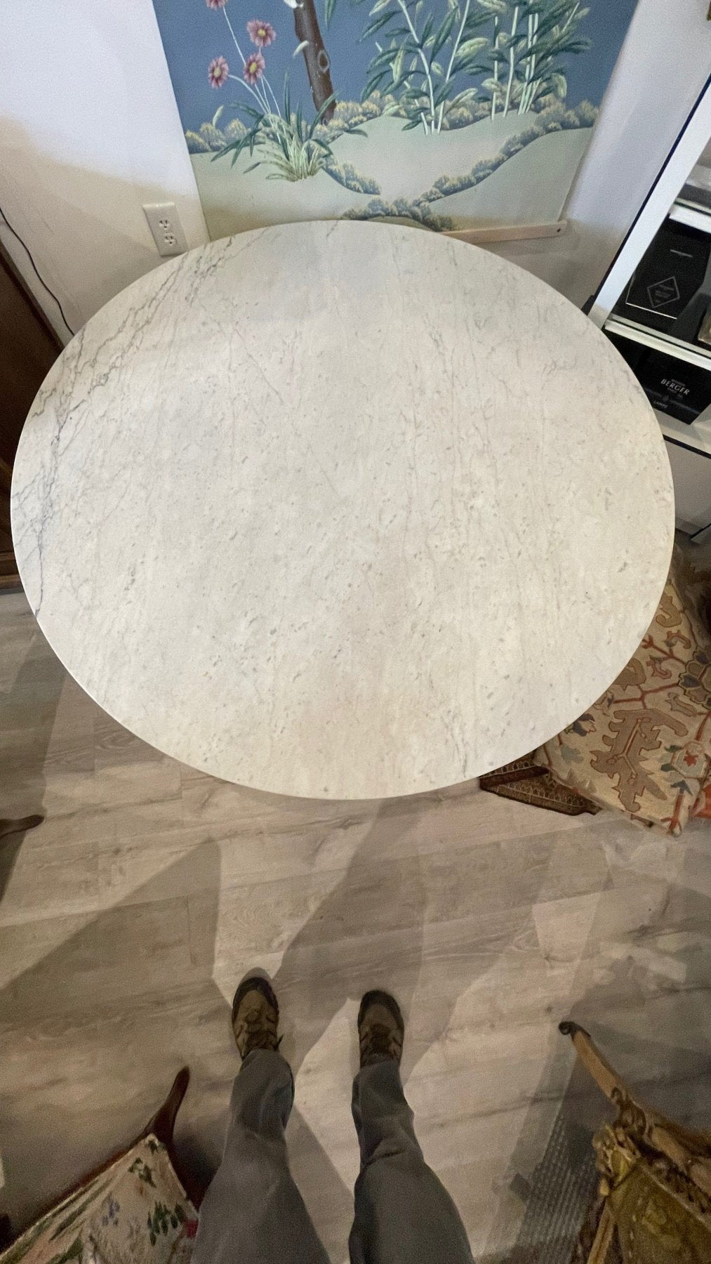 PK54 STEEL &amp; MARBLE TABLE BY POUL KJAERHOLM, DENMARK - Helen Storey Antiques