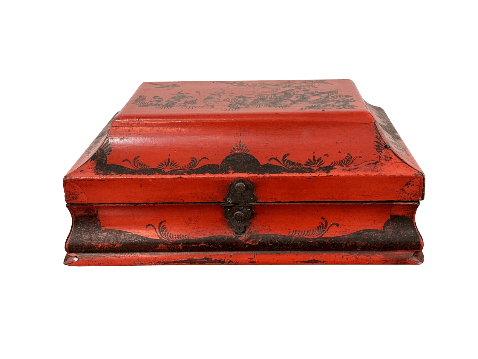 Rare 18th Century French Red Lacquered Wig Box