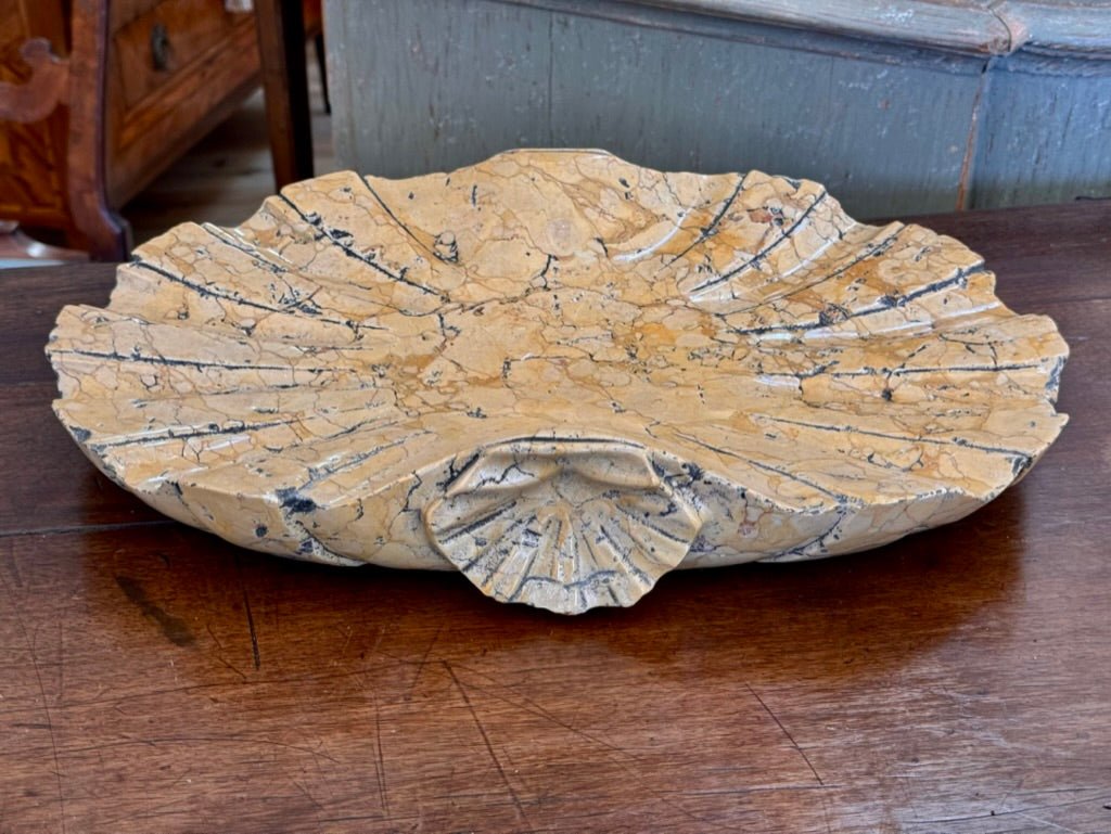 Rare 18th Century Italian Shell - form Marble Serving or Display Dish - Helen Storey Antiques