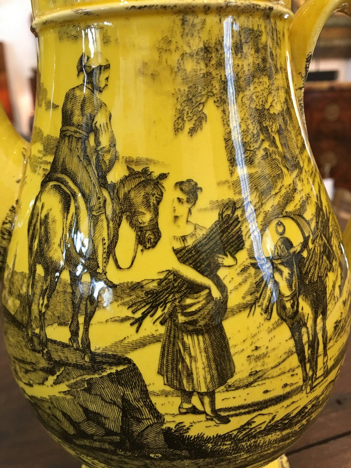 Rare Canary Yellow Creil Coffee Pot, 1815 - 1820 - Helen Storey Antiques