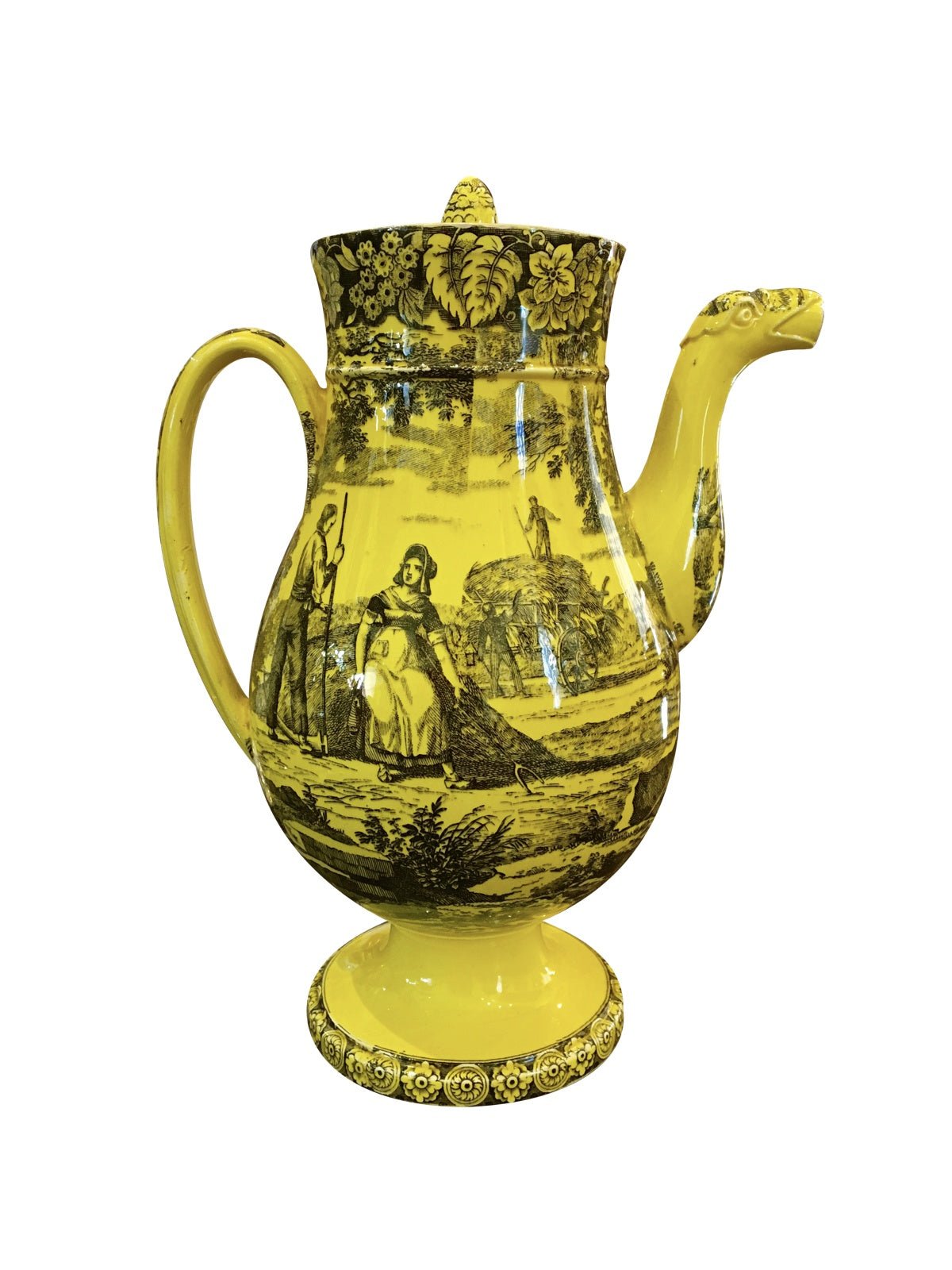 Rare Canary Yellow Creil Coffee Pot, 1815 - 1820 - Helen Storey Antiques