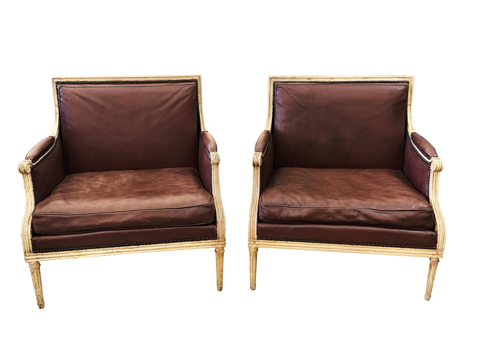 Rare, exceptional pair of period Louis XVI, Marquis Chairs, 1780