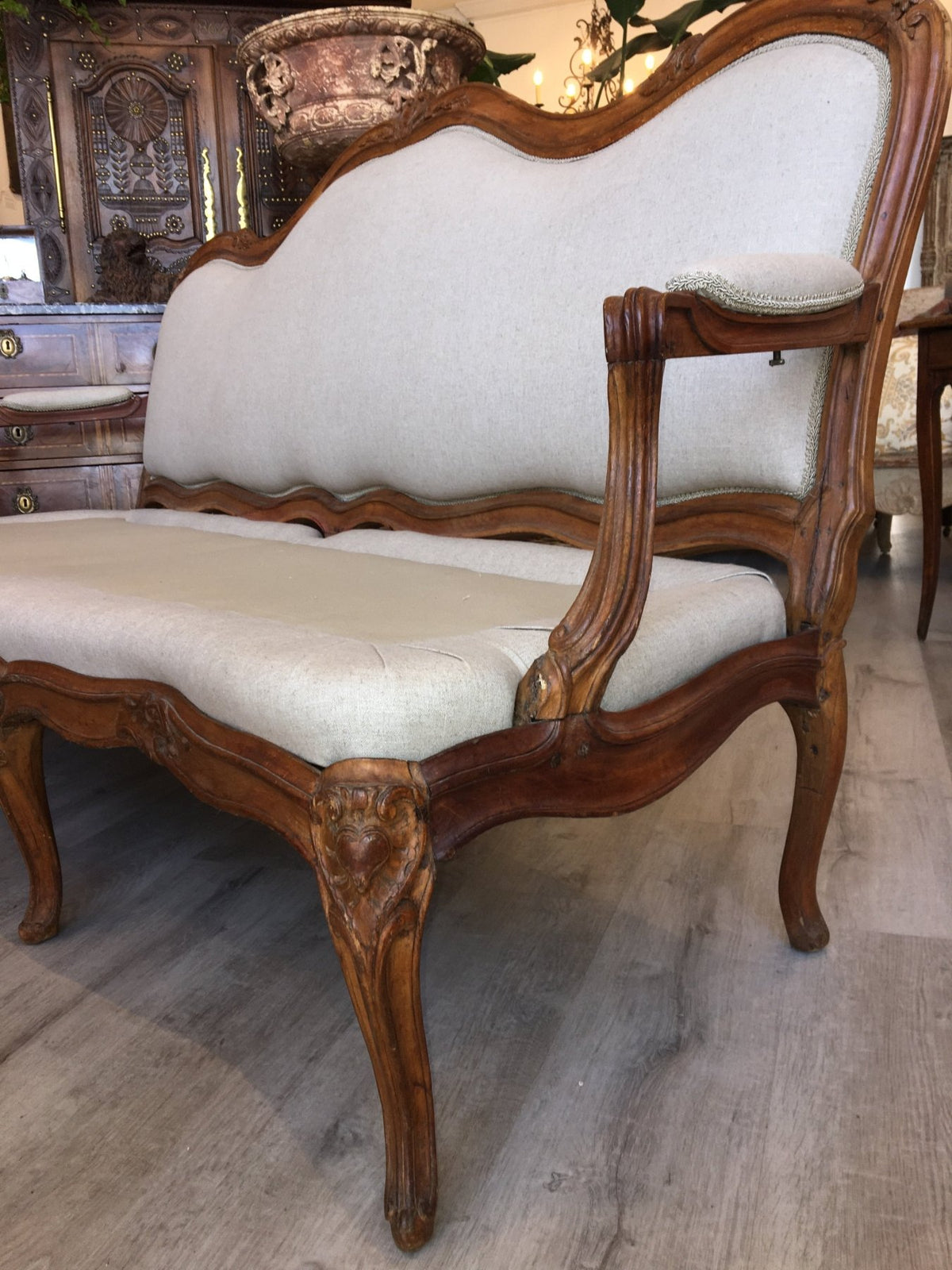 Rare M. Gourdin Signed Louis XV Settee - Canapé à Chassis - Sofa à la Rein - Helen Storey Antiques