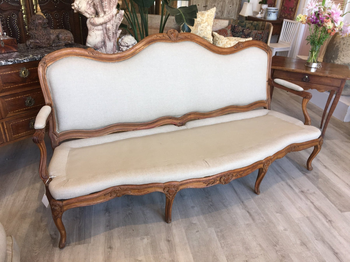 Rare M. Gourdin Signed Louis XV Settee - Canapé à Chassis - Sofa à la Rein - Helen Storey Antiques