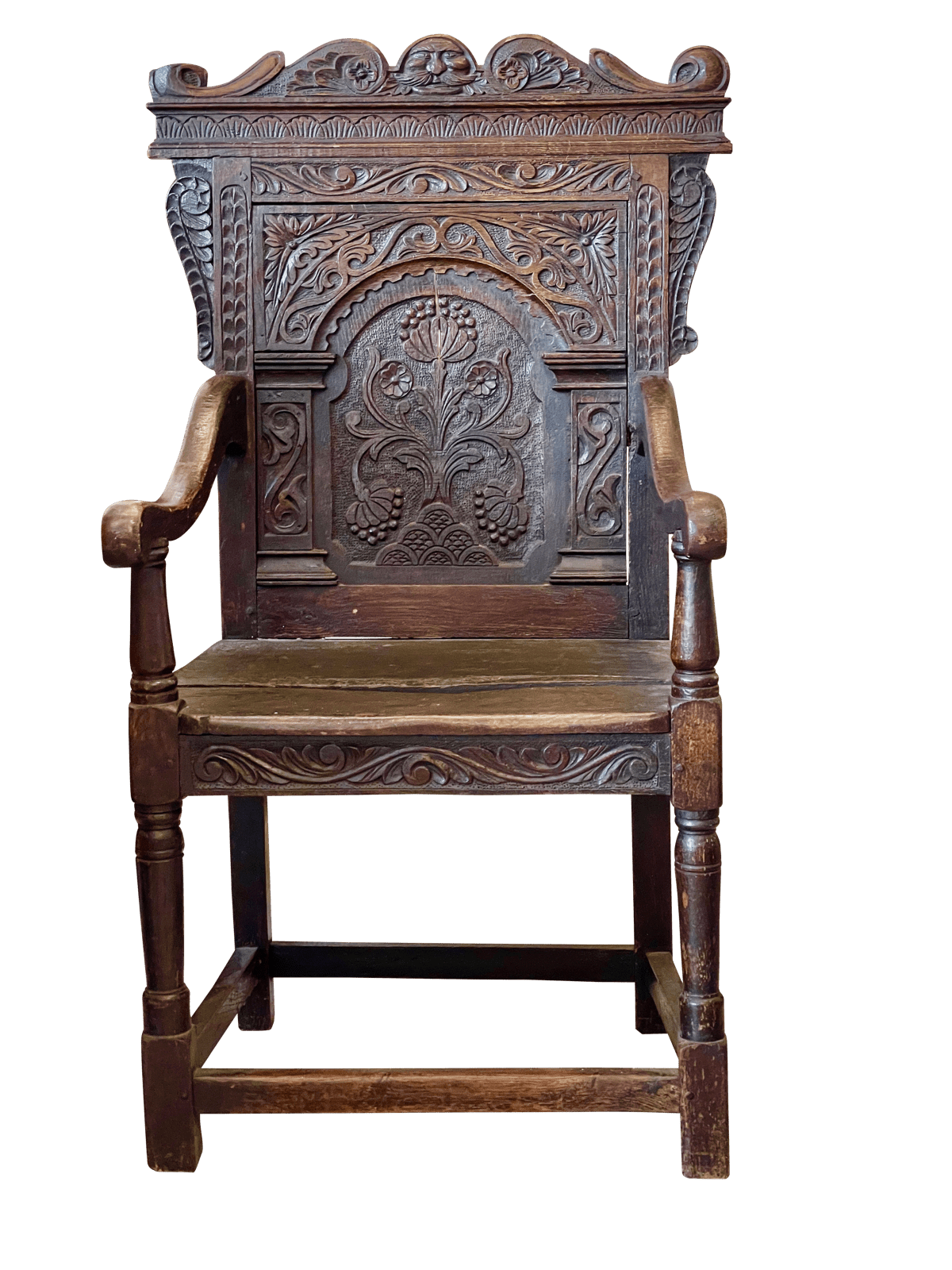 RARE, ORIGINAL 17TH CENTURY OAK WAINSCOT ARMCHAIR - Helen Storey Antiques