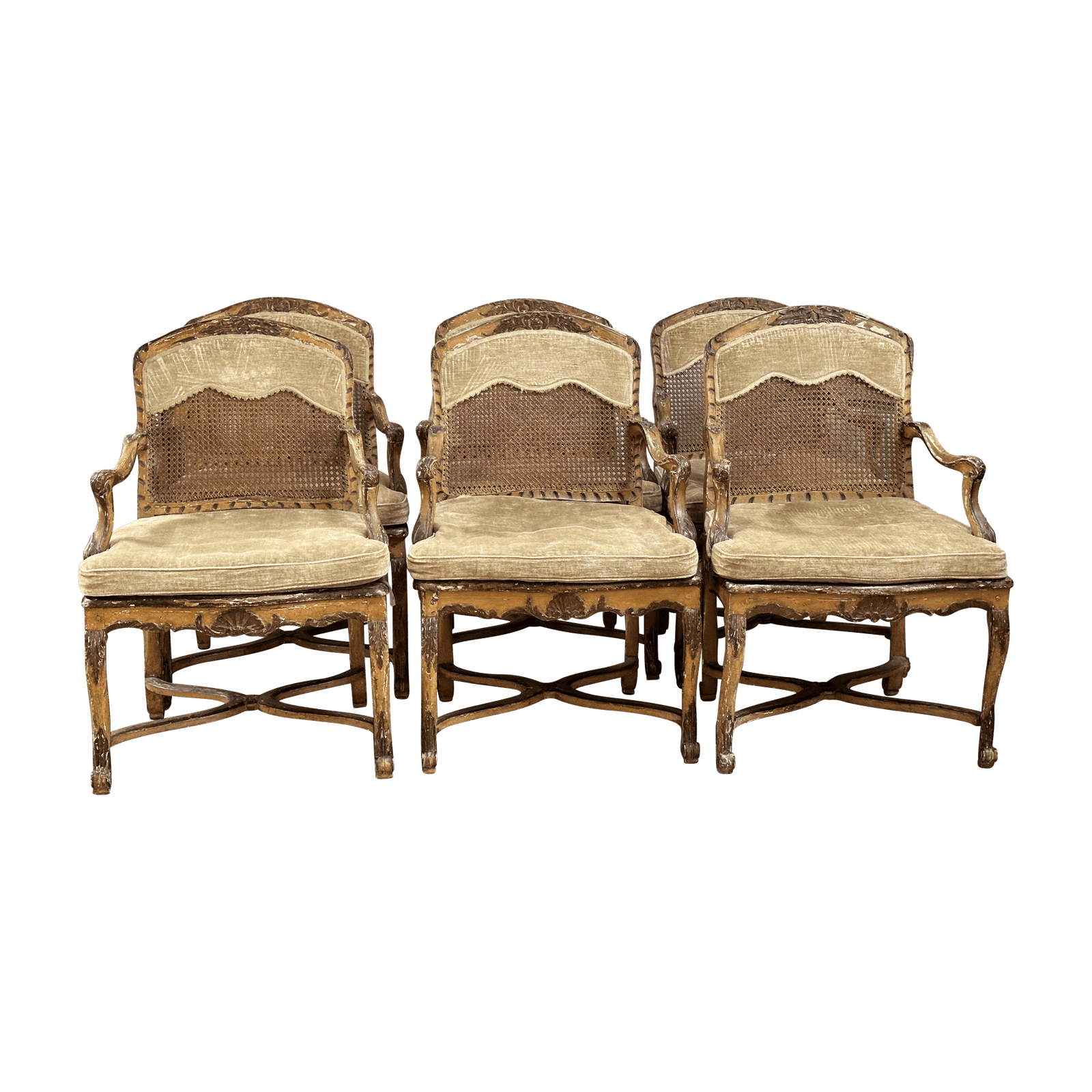 Rare Set of Six 18th Century Venetian Armchairs with original paint - On Hold