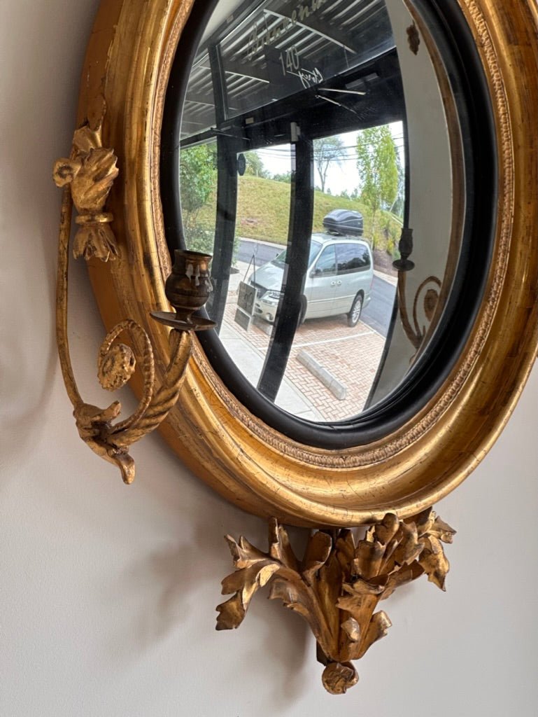 Regency Convex Girandole Mirror with Two Lights - Helen Storey Antiques