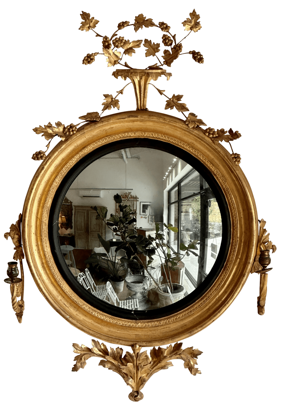 Regency Convex Girandole Mirror with Two Lights - Helen Storey Antiques