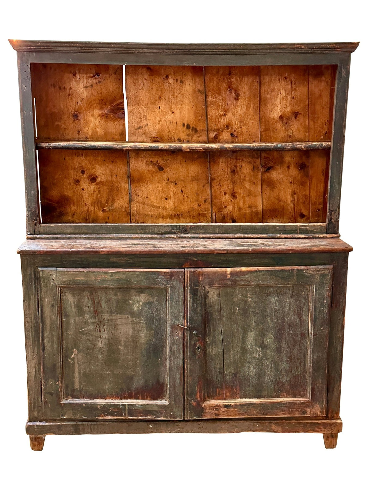 Rustic Painted 18th Century Two - Part Cupboard Scandinavian, German - Helen Storey Antiques