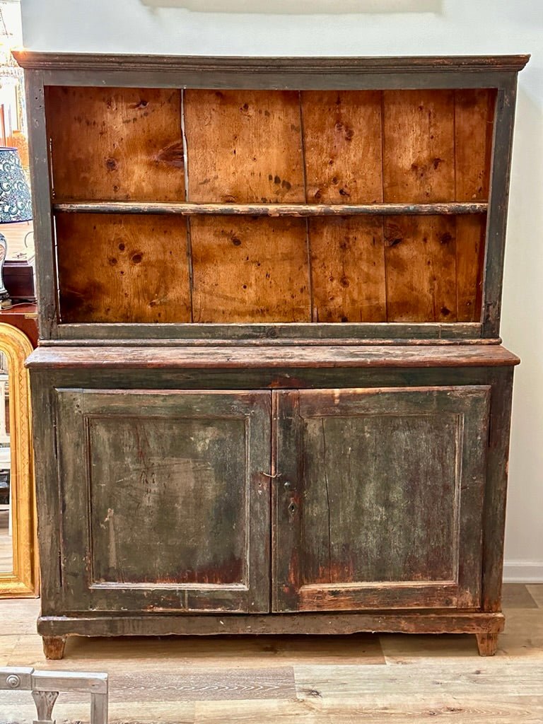 Rustic Painted 18th Century Two - Part Cupboard Scandinavian, German - Helen Storey Antiques