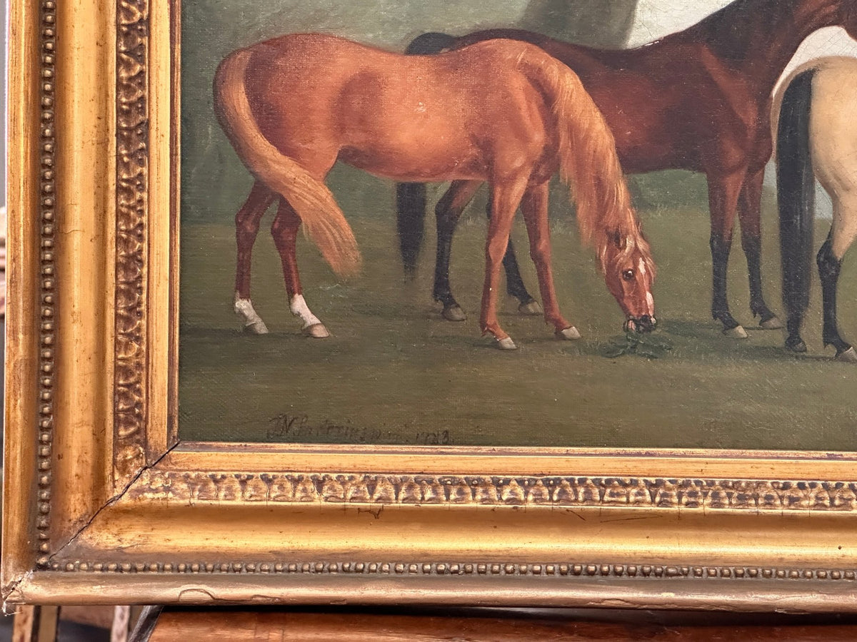 Sartorious, Three Horses Oil on Canvas, Signed (1759 - 1828) - Helen Storey Antiques