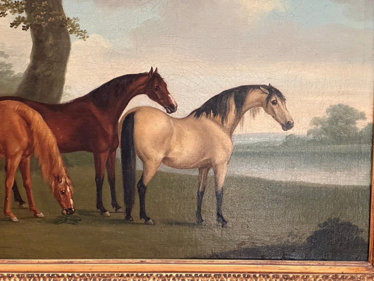 Sartorious, Three Horses Oil on Canvas, Signed (1759 - 1828) - Helen Storey Antiques