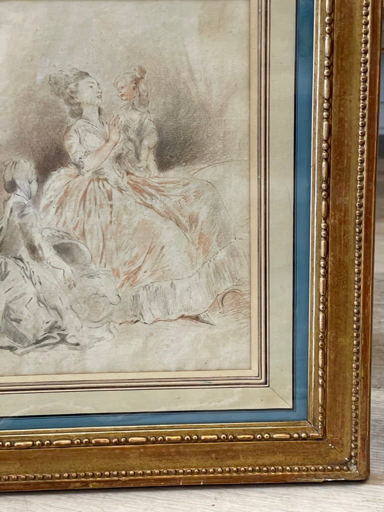 Sepia and Charcoal Sketch Attributed to Jean - Honore Fragonard - Helen Storey Antiques