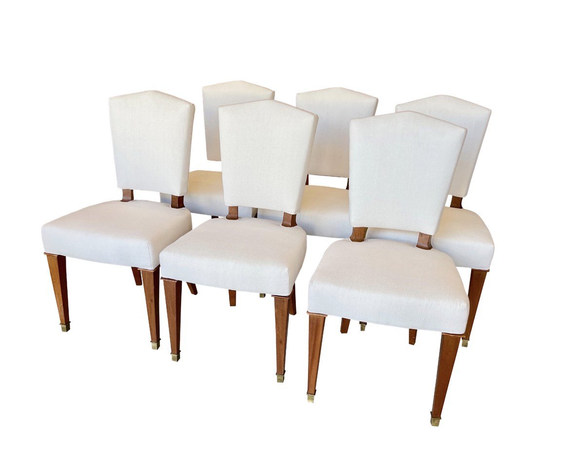 Set of 6 French Art Deco Mahogany Side Chairs