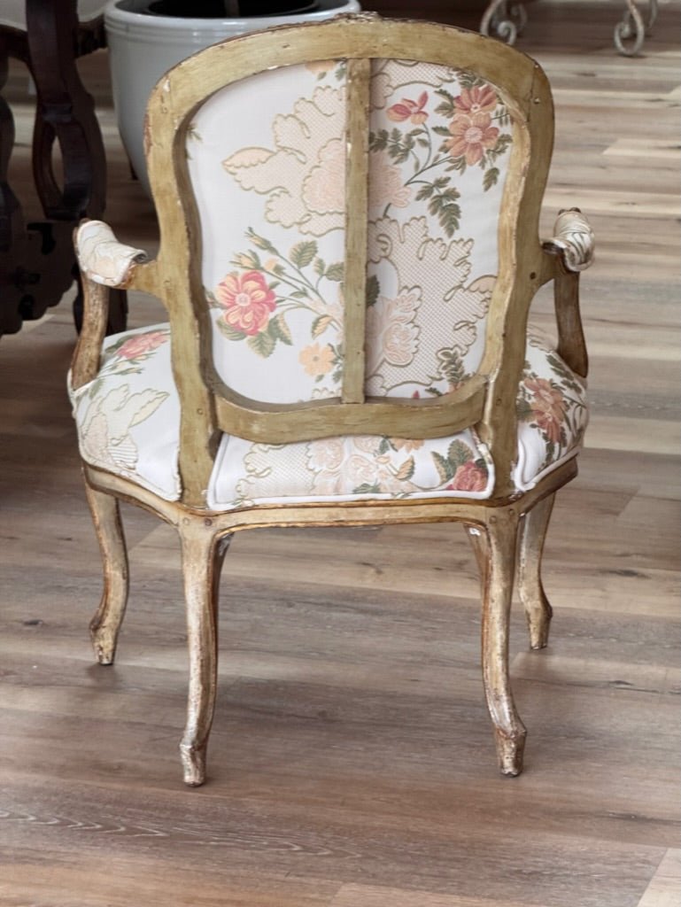 Set of four 18th Century Louis XV Fauteuils armchairs carved and polychromed - Helen Storey Antiques