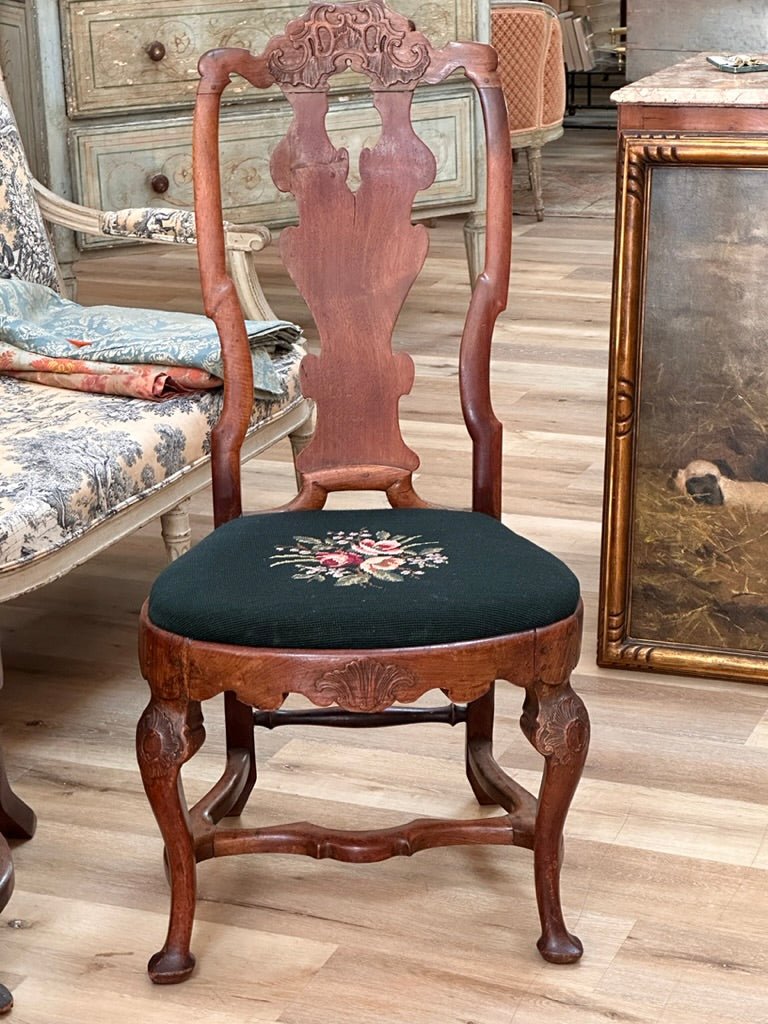 Set of Four Walnut Swedish Rococo Dining Chairs, c. 1780 - Helen Storey Antiques