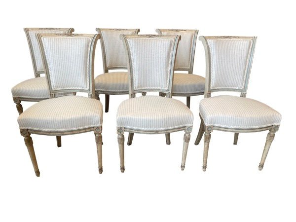 SET OF SIX FRENCH DIRECTOIRE DINING CHAIRS