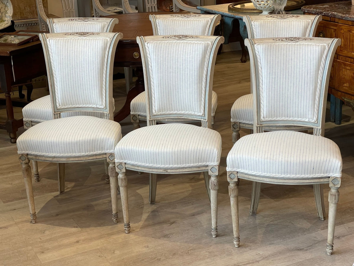 SET OF SIX FRENCH DIRECTOIRE DINING CHAIRS - Helen Storey Antiques